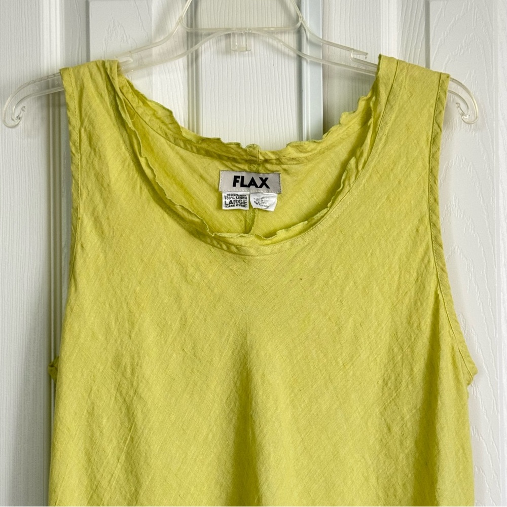 Flax Women's Light Green Linen Sleeveless Dress Size L - Picture 2 of 10
